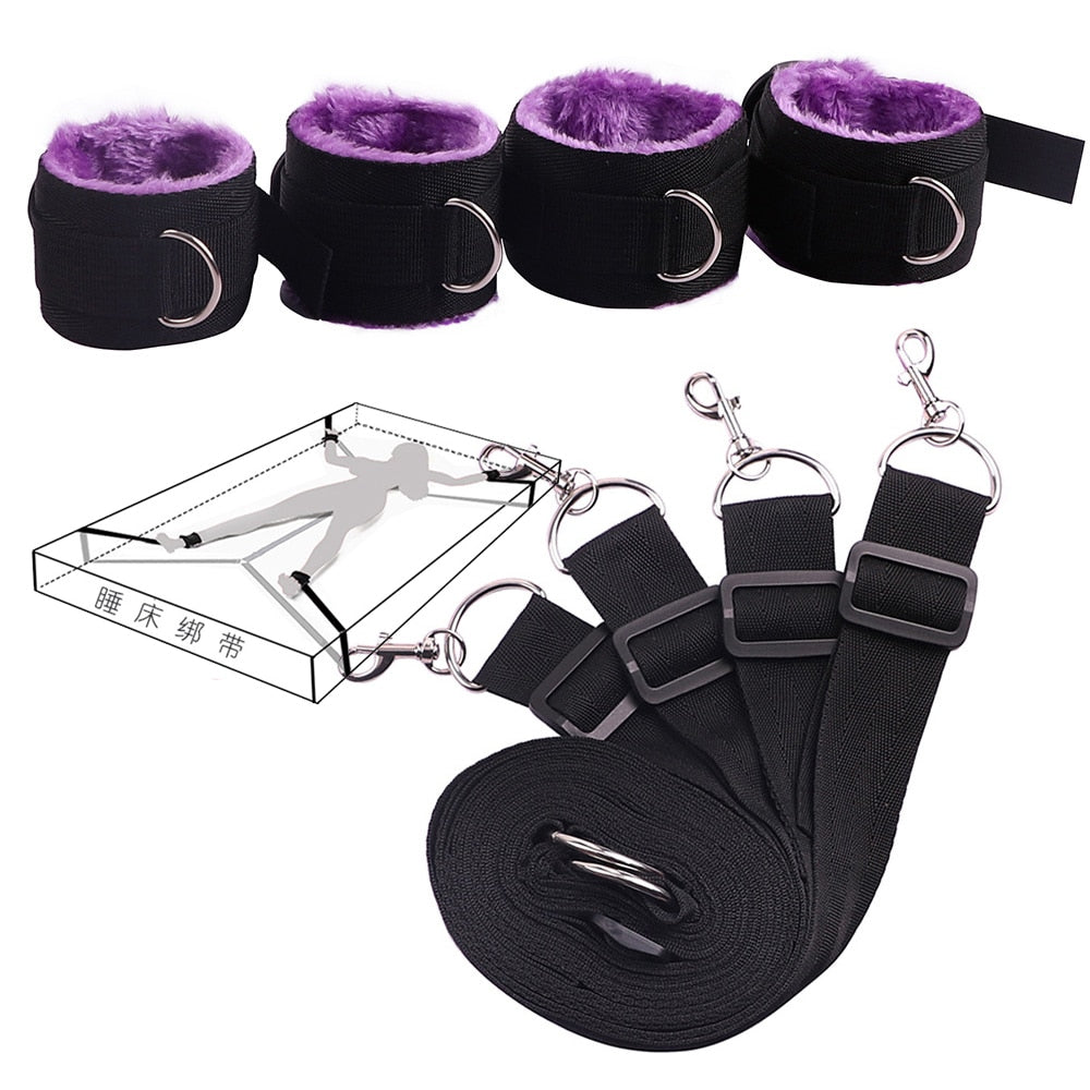 Bed Jam Sex Restraint Kit Adjustable Belt Nylon Handcuffs Ankle Cuffs Under Bed BDSM Bondage Erotic Toys Fixation Adult Game - sextoysok