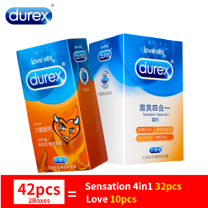 Durex 32Pcs/Pack Sensation Value 4in1 Ultra Thin Sexy Lubricated Condoms Sex Toys Condom for men Vanilla Flavor - sextoysok