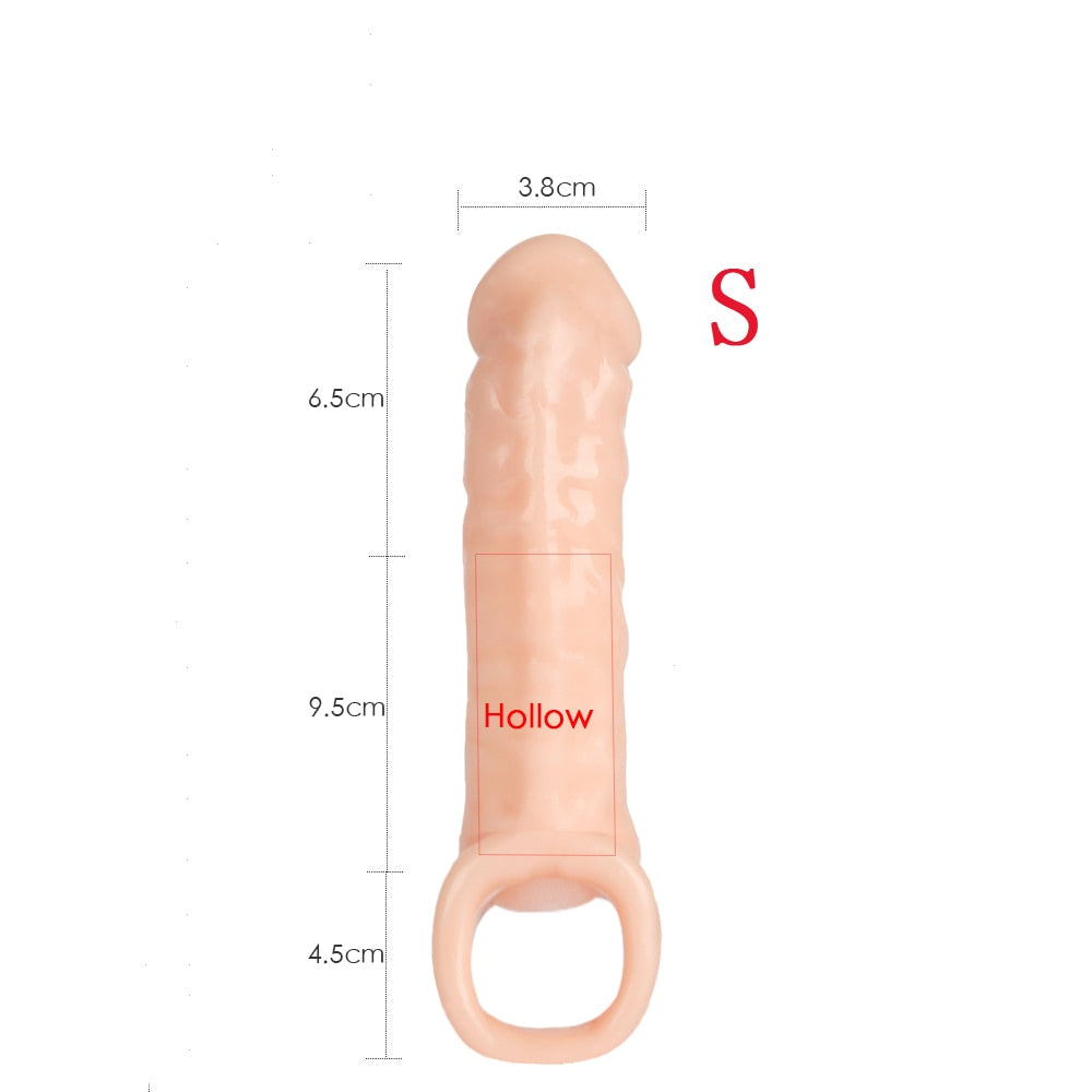 Penis Extender Sex Toys For Men Reusable Condom Dick Sleeve Adult Sex Toys Male Realistic Thick Cock Extender Delay Penis Sleeve - sextoysok