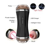 Male Masturbator Sex Toys Pussy Mouth Suck Deep Throat Real Vagina Double Hole 3D Silicone Soft Masturbation Cup for Adult Man (Set) - sextoysok