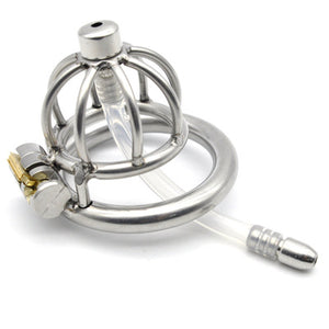 New Super Small Male Chastity Device 45MM Adult Cock Cage With Urethral Catheter BDSM Sex Toys Stainless Steel Chastity Belt - sextoysok