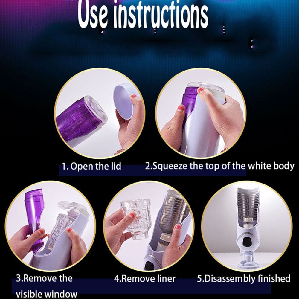 Male Masturbator Sex Toys Vagina Hands Cunt Adults Erotic Automatic Portable for Men TPE Voice Aircraft Cup Telescopic Rotation (Set) - sextoysok