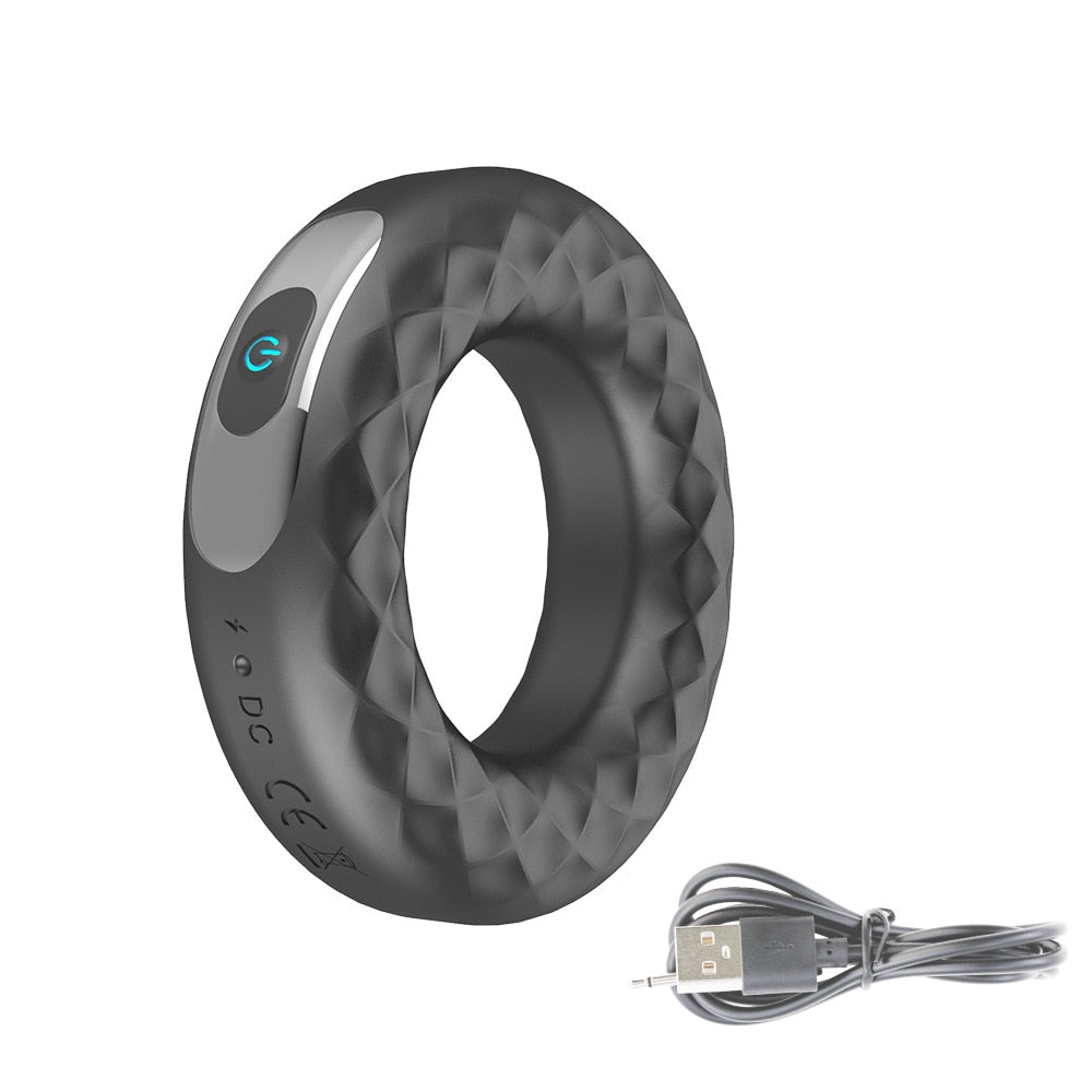 vibrator sex toys for men charging silicone shock lock fine ring male time delay masturbation sex toys (Silver) - sextoysok