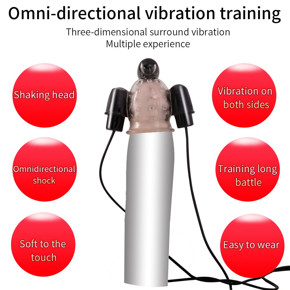 Vibrating Ghost Exerciser Sex Toy for Adult Sex Products Glans Vibrator Penis Pump Enlargement Vibrator for Men Masturbator (black) - sextoysok
