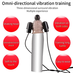 Vibrating Ghost Exerciser Sex Toy for Adult Sex Products Glans Vibrator Penis Pump Enlargement Vibrator for Men Masturbator (black) - sextoysok