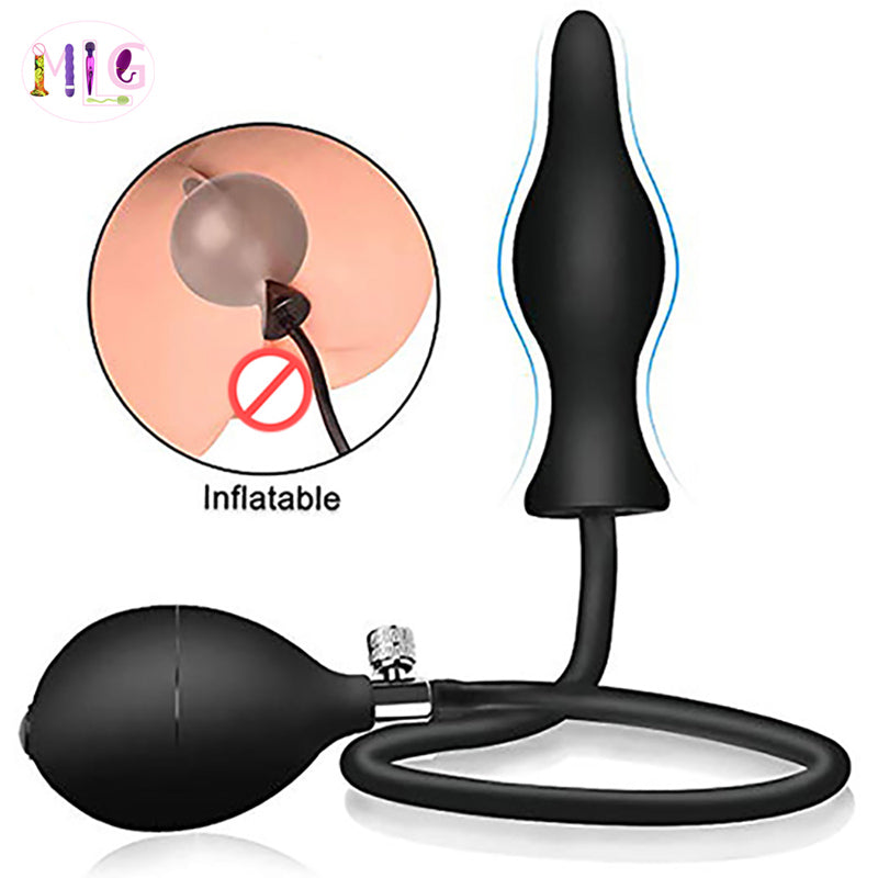 Anal Plug Sex Toys Expandable Anal Plugs Vestibular Inflatable Anal Dilator Masturbator Sex Toy for Male and Female Amal Plugs (Black) - sextoysok