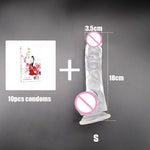 M-050 New Arrival Highly Transparent 23.5CM 18.5CM Dildo With Suction Cup Fake Penis Sex Toy For Women - sextoysok
