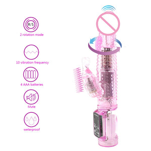 Rabbit Vibrator,Realistic Dildo Penis Vibrator Clitoris Stimulat Massager Transparent Rotating Beads Female Sex Toys For Women - sextoysok