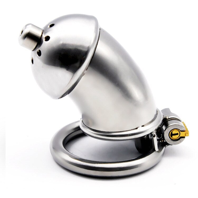 stainless steel Male Chastity Device Anti off version short paragraph with male chastity lock silicone catheter sex toys bondag - sextoysok
