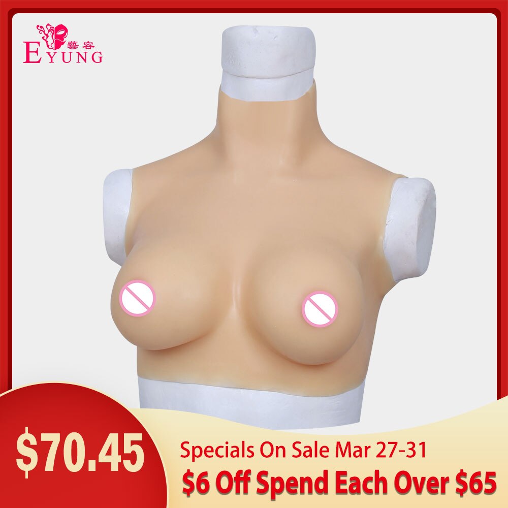 Eyung Breast Form Silicone Fake Breast Boobs Tit Realistic Silicone Breast Plate Chest for Crossdresser Sissy Transvestite Cospl - sextoysok
