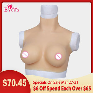 Eyung Breast Form Silicone Fake Breast Boobs Tit Realistic Silicone Breast Plate Chest for Crossdresser Sissy Transvestite Cospl - sextoysok