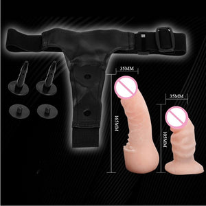Double Dildo Strap on Bullet Vibrator Adult Sex Toys For Women Ultra Elastic Harness Strapon Dildos Lesbian Couples Sex Product - sextoysok