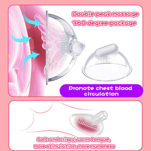 Lick Tongue Nipple Suction Cups Vibrator Silicone Nipple Stimulator Electric Breast Pump Massager Sucker Sex Toys for Woman (Pink) - sextoysok