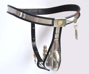Male Chastity Belt Mens Stainless Steel Chastity Cage With Removable Anal Bead Plug Master Slave Lockable Penis Restraint Device - sextoysok