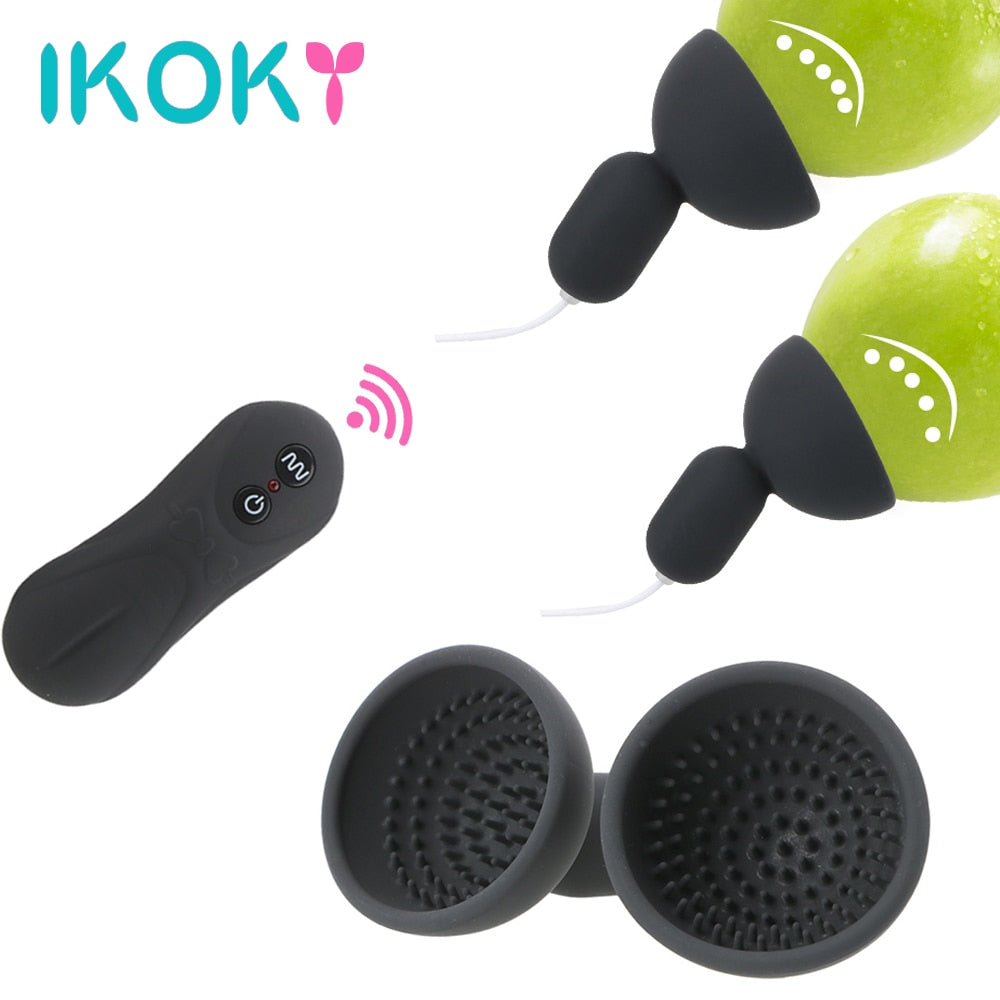 IKOKY 16 Speed Nipple Sucker Vibrator Suction Cup Chest Masturbator Breast Pump Nipple Massager Enlargement Sex Toy for Woman - sextoysok