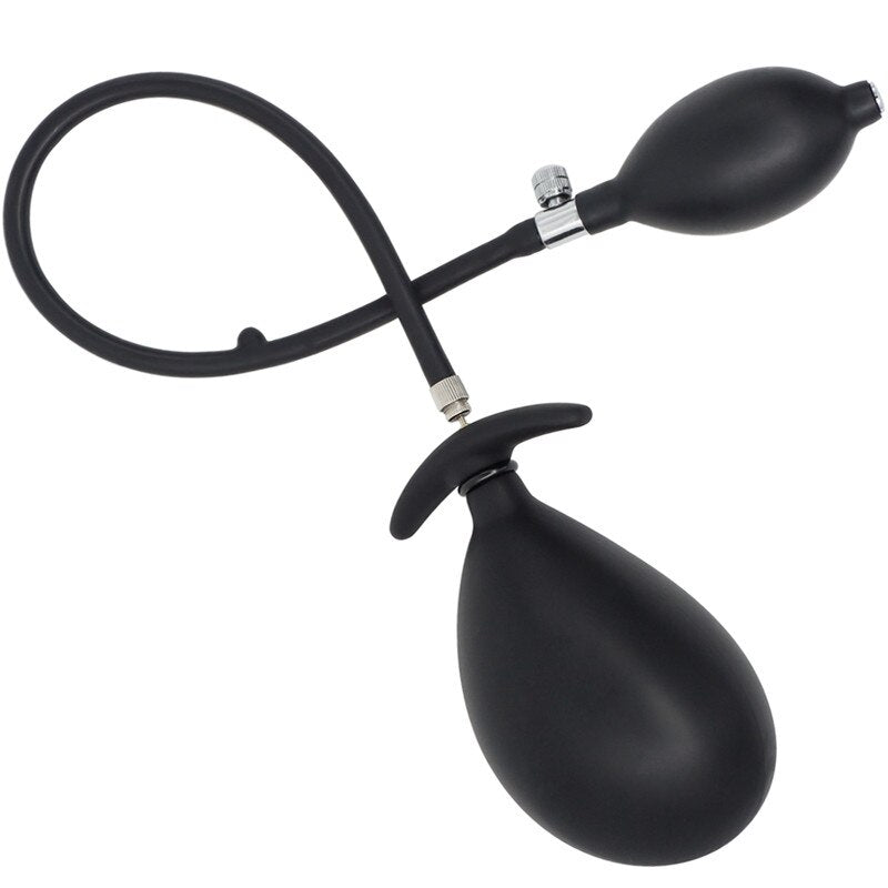 Oversized Silicone Anal Plug Inflate Butt Expandable Anal Dilator Air-filled Large Pump Dildo Sex Balls Toys For Women Men Gays (Black) - sextoysok
