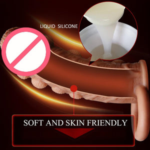 Thick Condoms For Men Dildo Extender Reusable Penis Sleeve Intimate Goods Penis Enlargement condom Rings Cock Massager Sex Toys - sextoysok