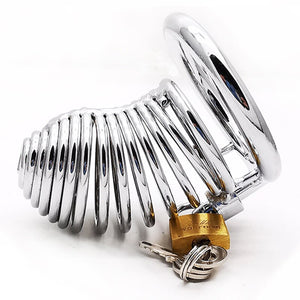 INS Male Stainless Steel Chastity Device Belt Bird Metal Cage Cock Lock Restraint Ring Sex Toy for Men - sextoysok
