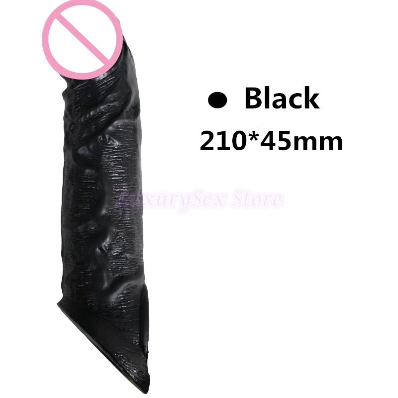 Reusable Penis Sleeve Extender Realistic Penis Condom Silicone Extension Sex Toy for Men Cock Enlarger Condom Sheath Delay - sextoysok