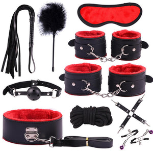 SM Game bandage sex toys for woman SM Game Suit Adult Handcuffs Ball Whip Kit Bondage Set Couple Sex Toys 10PCS sw - sextoysok