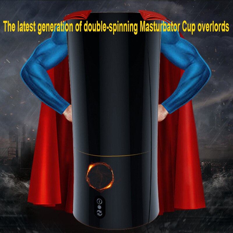 HESODA New Masturbation Cup Electric Double Rotation Up To 21 CM Multiple Mode Stimulation Sex Toys For Men Products For Adults (Black) - sextoysok