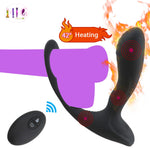 Sex Toy , Double Ring Prostate Vibrator Constant Temperature Heating Anal Plug Soft Silicone Vibratorv , Male Sex Toy (Black) - sextoysok