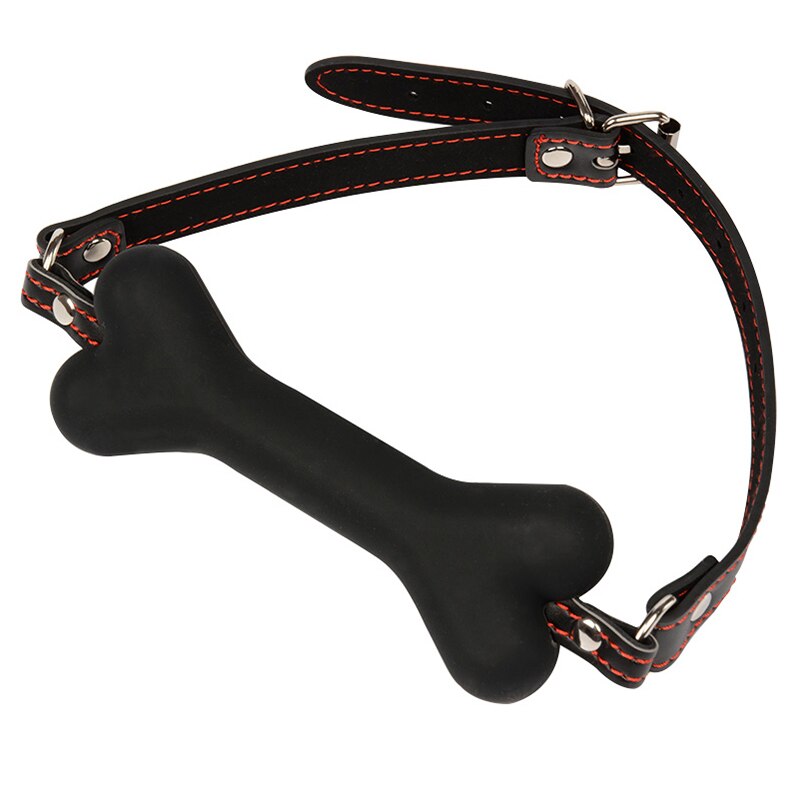 PU Leather Silicone Dog Bone Open Mouth Gag Bdsm Bondage Restraint Slave Fetish Adult Games Erotic Sex toys for Couples - sextoysok