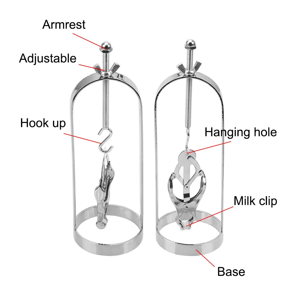 VATINE Adjustable Torture Play Clamps Bondage Metal Nipple Clips Breast massage Retention Device Nipple Stimulator 1 Pair - sextoysok