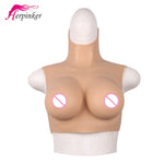 Tgirl Crossdresser Fake boobs Artificial Silicone Breast Forms Prosthesis Tits For Shemale Trandsgender Drag Queen Cosplay D Cup - sextoysok