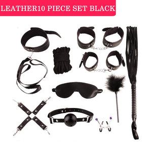 Sex Toys for Couples Handcuffs Whip Nipples Clip Blindfold Mouth Gag Adult Sex Toys Kit Sm Bondage Toy Flirt Games for Couples - sextoysok