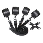 Black PU Handcuffs leather BDSM Sex Bondage kit Slave Fetish bedroom sex bandage Ankle cuffs restraint set adult toys For Couple - sextoysok