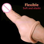 Reusable Penis Sleeve Extender Realistic Penis Condom Silicone Extension Sex Toy for Men Cock Enlarger Condom Sheath Delay - sextoysok