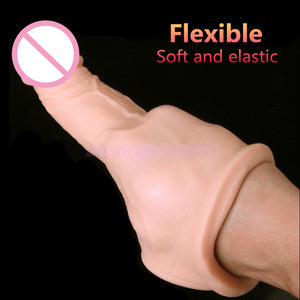 Reusable Penis Sleeve Extender Realistic Penis Condom Silicone Extension Sex Toy for Men Cock Enlarger Condom Sheath Delay - sextoysok