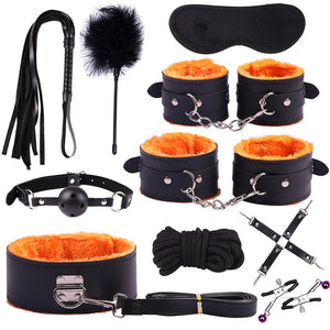 SM Game bandage sex toys for woman SM Game Suit Adult Handcuffs Ball Whip Kit Bondage Set Couple Sex Toys 10PCS sw - sextoysok