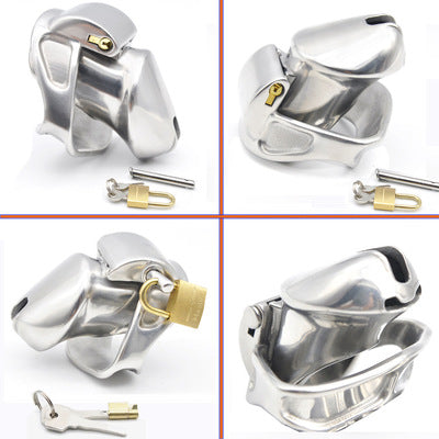 New 3D Design Male 316L Stainless Steel Luxury Chastity Device Short Paragraph Cock Cage with 2 Magic Locks CP337 - sextoysok