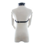 Sexy Faux Leather Lingerie Breast Binder Bra Top and Mouth Gag with Nipple Clamps Female Body Harness Fetish Restraint Costume - sextoysok