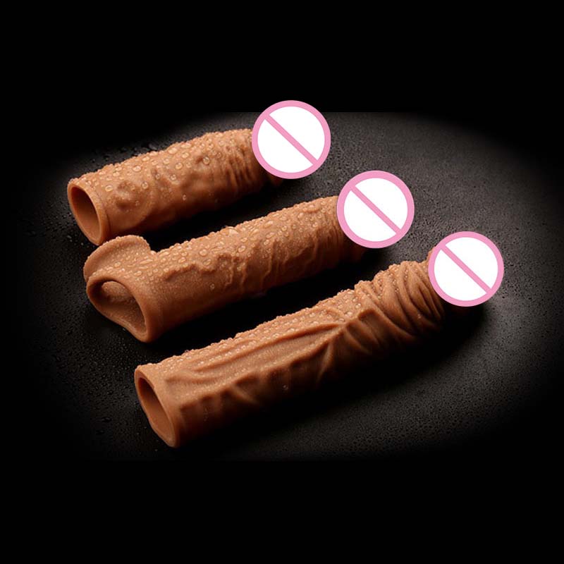 Enlargement Condoms For Men Reusable Penis Sleeve For Male Extender Dildo Enhancer Realistic Condom Intimate Goods - sextoysok