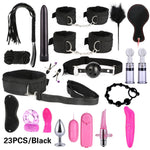 Women Men Porno Sex Handcuffs Nipple Clamps Whip Mouth Gag Sex Mask Anal Plug Bondage Set Sexy Lingerie Toys for Adults - sextoysok