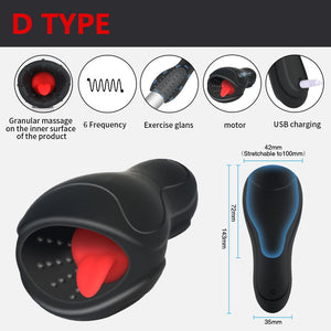 Blowjob Sex Toys for Men Deep Throat Male Masturbator Automatic Penis Pump Vibrators Tongue Licking Glans Massager Sex Shop - sextoysok
