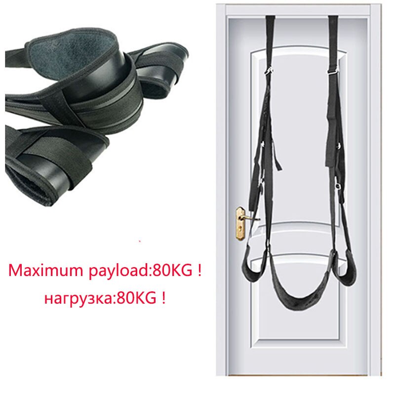 sex swing harness For Women Hanging On Door Trapeze Restraint Belt Adult SM Slave BDSM bandage restraints leg spreader sex toys (Black) - sextoysok