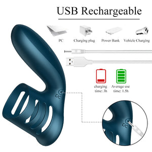 FOX FOXSHOW S1 / S2 Extend Semen Lock Ring Electric Shock Cock Ring Dual Sharing Vibrator for Sex - sextoysok