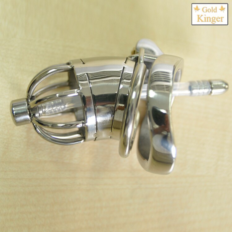Stainless Steel Male Chastity Device With Silicone Urethral Sounds Catheter Spike Ring BDSM Sex Toys For Men Chastity Belt A277 - sextoysok