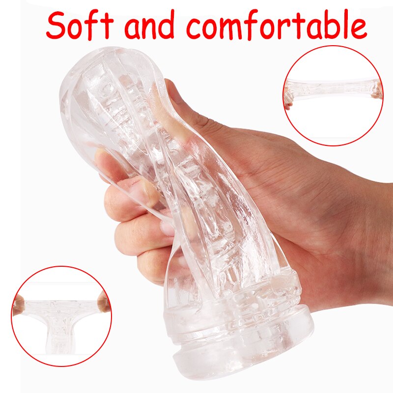MRL Male Masturbator Cup Soft Pussy Sex Toys Transparent Vagina Adult Endurance Exercise Sex Products Vacuum Pocket Cup for Men - sextoysok