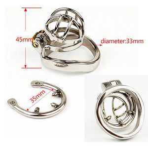 NEW Stainless Steel Super Small Male Chastity Cage with Anti-off ring BDSM Sex Toys For Men Chastity Device 35mm Short Cage - sextoysok