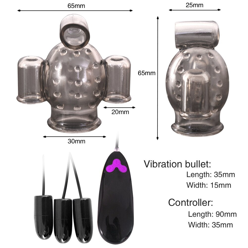 Vibrating Ghost Exerciser Sex Toy for Adult Sex Products Glans Vibrator Penis Pump Enlargement Vibrator for Men Masturbator (black) - sextoysok