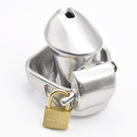 New 3D Design Male 316L Stainless Steel Luxury Chastity Device Short Paragraph Cock Cage with 2 Magic Locks CP337 - sextoysok