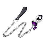 Leash Chain Anal Plug with Bell Adult BDSM Games Stainless steel Crystal Heart Anal Sex Butt Plug Stimulator Sex Toys For Wome - sextoysok