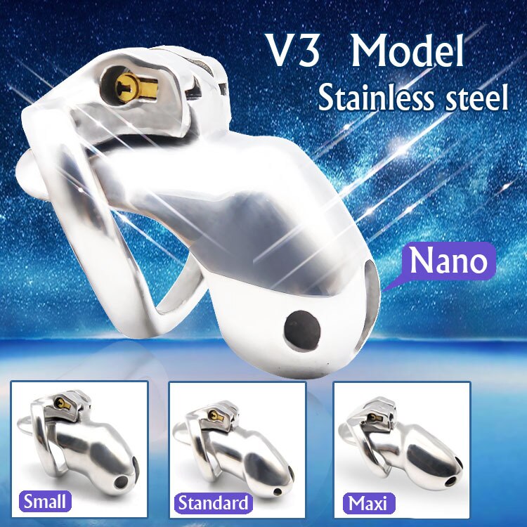NEW ARRIVE Nice Design 316 Stainless Steel HT V3 Handmade Chastity Device A380-SS.. - sextoysok