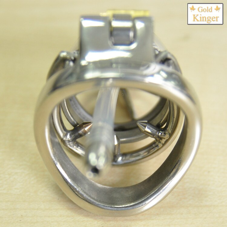 Stainless Steel Male Chastity Device With Silicone Urethral Sounds Catheter Spike Ring BDSM Sex Toys For Men Chastity Belt A277 - sextoysok