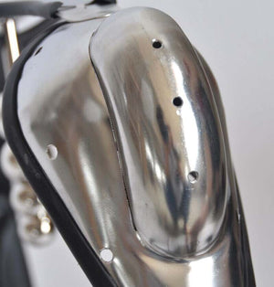 Male Chastity Belt Mens Stainless Steel Chastity Cage With Removable Anal Bead Plug Master Slave Lockable Penis Restraint Device - sextoysok